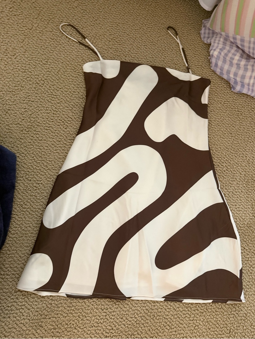 MANGO Brown & White Abstract Print Slip Dress NEW WITH TAGS XS